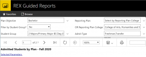 Screenshot of the Student Course Enrollment by Plan Report