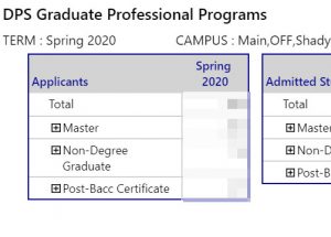 Screenshot of the DPS Graduate Professional Programs Report