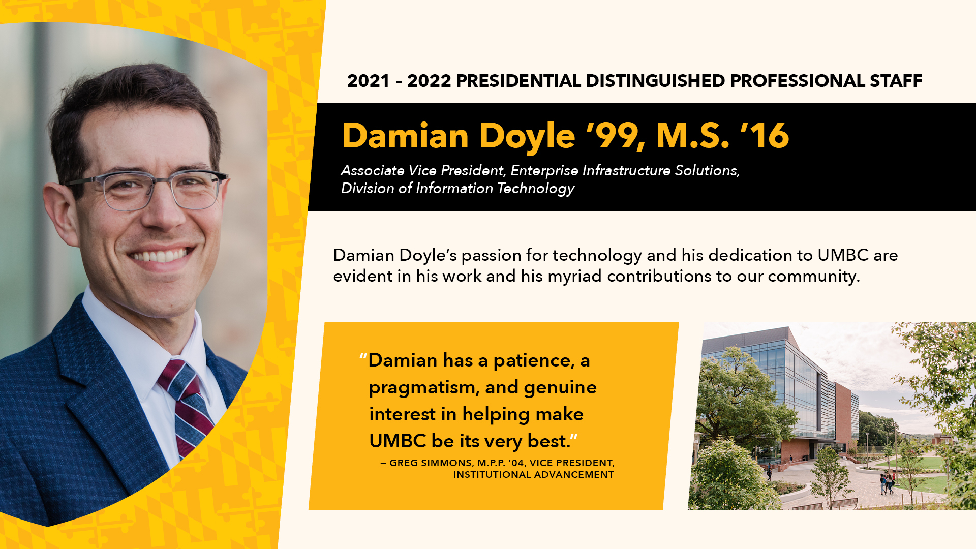 Damian Doyle Named 2021 UMBC Presidential Distinguished Staff Awardee