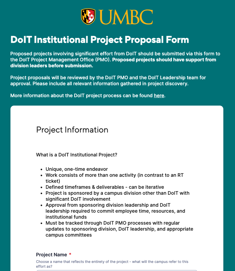 Preview image of the DoIT Idea Form